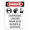 Signmission OSHA, Corrosive Liquids Wear, 10in X 7in Rigid Plastic, 7" W, 10" H, Portrait, OS-DS-P-710-V-1105 OS-DS-P-710-V-1105 - alternate 1